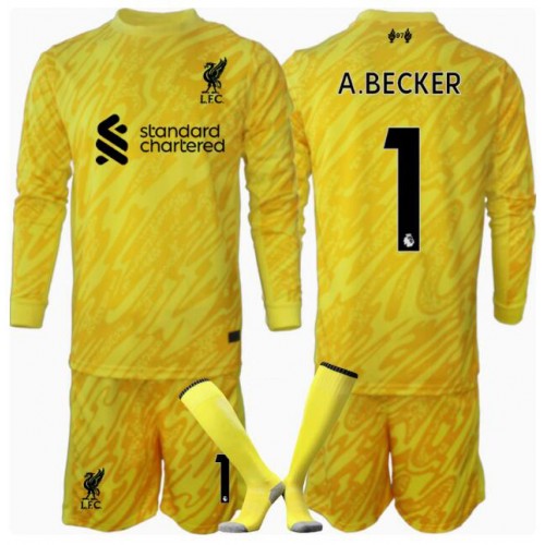Liverpool Alisson Becker #1 Målvakt Tredje Tröja Barn 2024-25 Långärmad (+ Korta byxor)