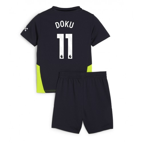 Manchester City Jeremy Doku #11 Bortatröja Barn 2024-25 Kortärmad (+ Korta byxor)
