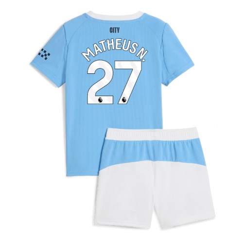 Manchester City Matheus Nunes #27 Hemmatröja Barn 2025-26 Kortärmad (+ Korta byxor)