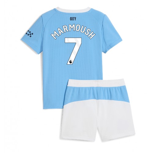 Manchester City Omar Marmoush #7 Hemmatröja Barn 2025-26 Kortärmad (+ Korta byxor)