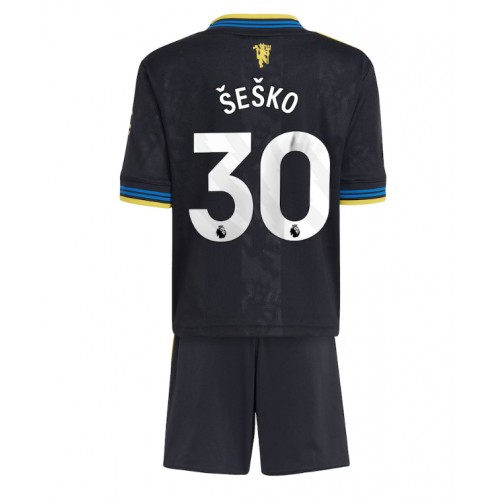 Manchester United Benjamin Sesko #30 Tredje Tröja Barn 2025-26 Kortärmad (+ Korta byxor)