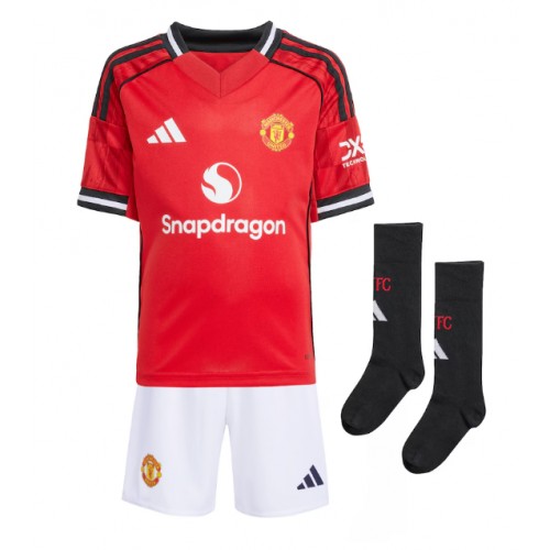 Manchester United Bruno Fernandes #8 Hemmatröja Barn 2025-26 Kortärmad (+ Korta byxor)