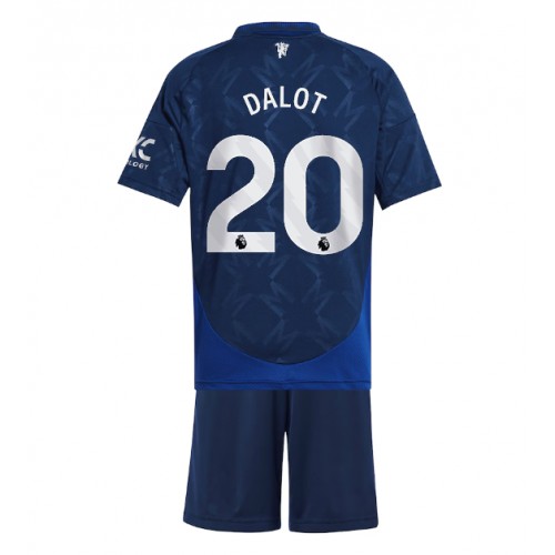 Manchester United Diogo Dalot #20 Bortatröja Barn 2024-25 Kortärmad (+ Korta byxor)