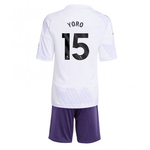 Manchester United Leny Yoro #15 Bortatröja Barn 2025-26 Kortärmad (+ Korta byxor)