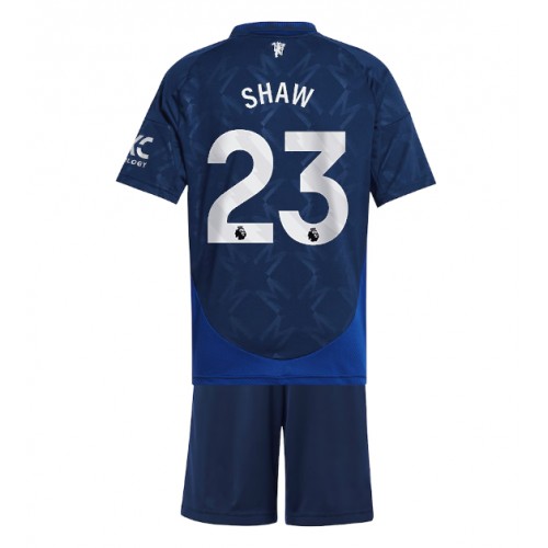 Manchester United Luke Shaw #23 Bortatröja Barn 2024-25 Kortärmad (+ Korta byxor)