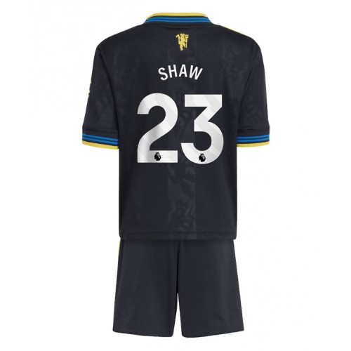 Manchester United Luke Shaw #23 Tredje Tröja Barn 2025-26 Kortärmad (+ Korta byxor)