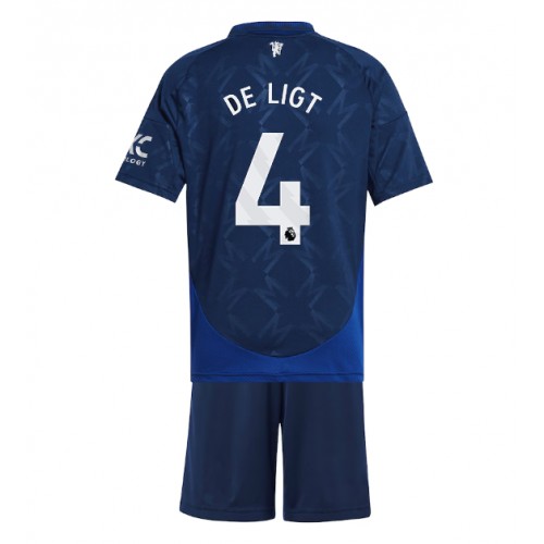Manchester United Matthijs de Ligt #4 Bortatröja Barn 2024-25 Kortärmad (+ Korta byxor)