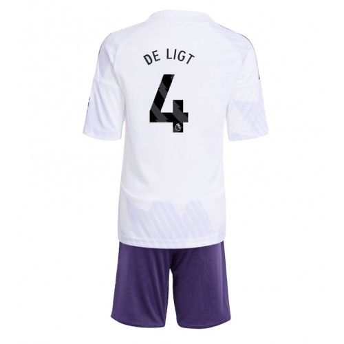 Manchester United Matthijs de Ligt #4 Bortatröja Barn 2025-26 Kortärmad (+ Korta byxor)