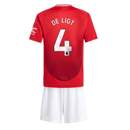 Manchester United Matthijs de Ligt #4 Hemmatröja Barn 2024-25 Kortärmad (+ Korta byxor)