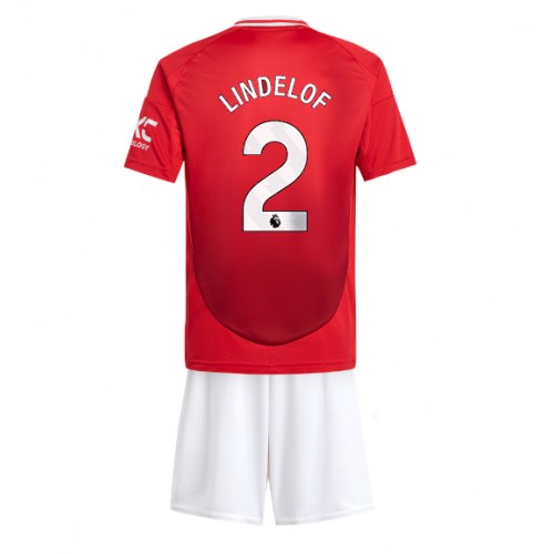 Manchester United Victor Lindelof #2 Hemmatröja Barn 2024-25 Kortärmad (+ Korta byxor)