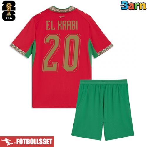 Marocko Ayoub El Kaabi #20 Hemmatröja Barn VM 2026 Kortärmad (+ Korta byxor)