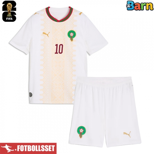 Marocko Brahim Diaz #10 Bortatröja Barn VM 2026 Kortärmad (+ Korta byxor)