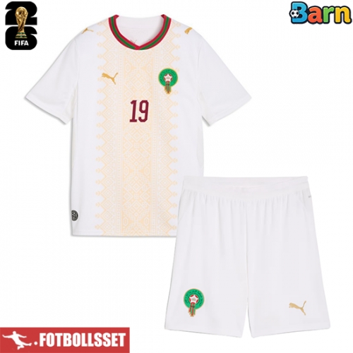 Marocko Youssef En-Nesyri #19 Bortatröja Barn VM 2026 Kortärmad (+ Korta byxor)