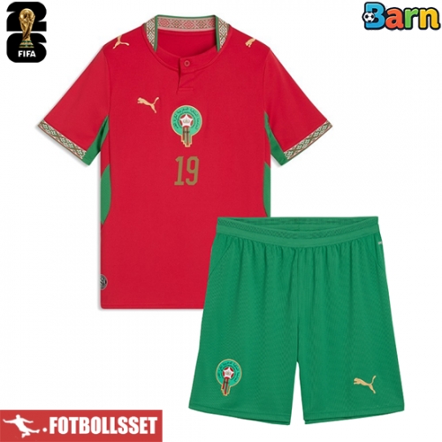 Marocko Youssef En-Nesyri #19 Hemmatröja Barn VM 2026 Kortärmad (+ Korta byxor)