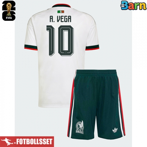 Mexiko Alexis Vega #10 Bortatröja Barn VM 2026 Kortärmad (+ Korta byxor)