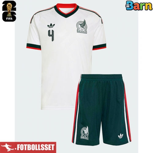 Mexiko Edson Alvarez #4 Bortatröja Barn VM 2026 Kortärmad (+ Korta byxor)