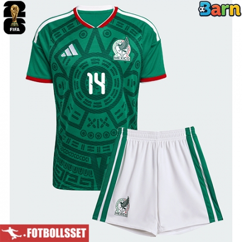 Mexiko Erick Sanchez #14 Hemmatröja Barn VM 2026 Kortärmad (+ Korta byxor)