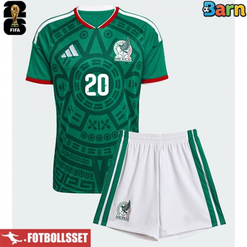 Mexiko Henry Martin #20 Hemmatröja Barn VM 2026 Kortärmad (+ Korta byxor)