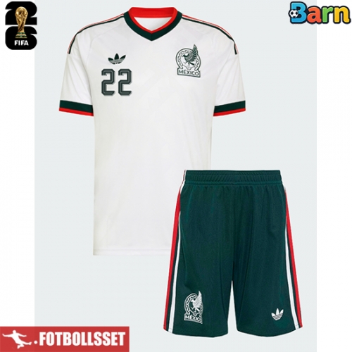 Mexiko Hirving Lozano #22 Bortatröja Barn VM 2026 Kortärmad (+ Korta byxor)