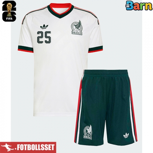 Mexiko Roberto Alvarado #25 Bortatröja Barn VM 2026 Kortärmad (+ Korta byxor)
