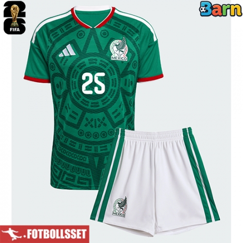 Mexiko Roberto Alvarado #25 Hemmatröja Barn VM 2026 Kortärmad (+ Korta byxor)