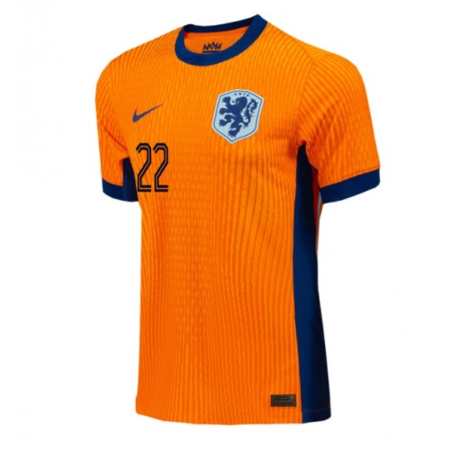 Nederländerna Denzel Dumfries #22 Hemmatröja EM 2024 Kortärmad Nederländerna Denzel Dumfries #22 Hemmatröja EM 2024 Kortärmad