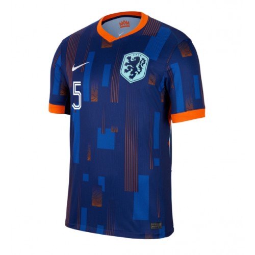 Nederländerna Nathan Ake #5 Bortatröja EM 2024 Kortärmad Nederländerna Nathan Ake #5 Bortatröja EM 2024 Kortärmad