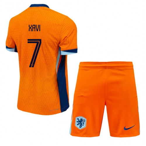 Nederländerna Xavi Simons #7 Hemmatröja Barn EM 2024 Kortärmad (+ Korta byxor)