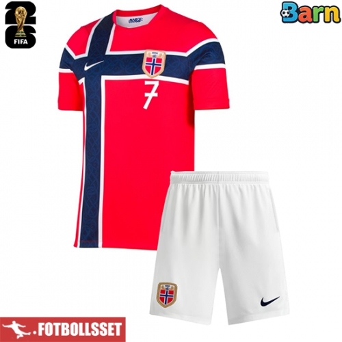 Norge Alexander Sorloth #7 Hemmatröja Barn VM 2026 Kortärmad (+ Korta byxor)