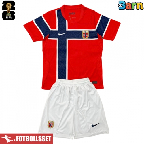 Norge Hemmatröja Barn VM 2026 Kortärmad (+ Korta byxor)