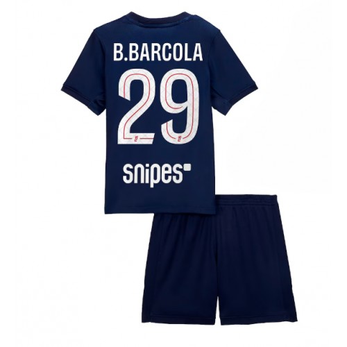 Paris Saint-Germain Bradley Barcola #29 Hemmatröja Barn 2025-26 Kortärmad (+ Korta byxor)