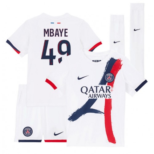 Paris Saint-Germain Ibrahim Mbaye #49 Bortatröja Barn 2025-26 Kortärmad (+ Korta byxor)