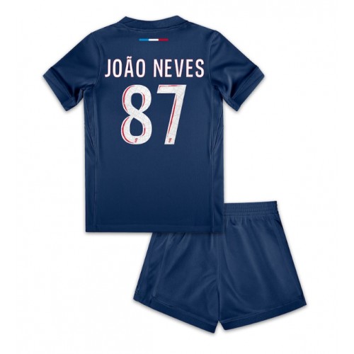 Paris Saint-Germain Joao Neves #87 Hemmatröja Barn 2024-25 Kortärmad (+ Korta byxor)