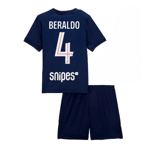 Paris Saint-Germain Lucas Beraldo #4 Hemmatröja Barn 2025-26 Kortärmad (+ Korta byxor)