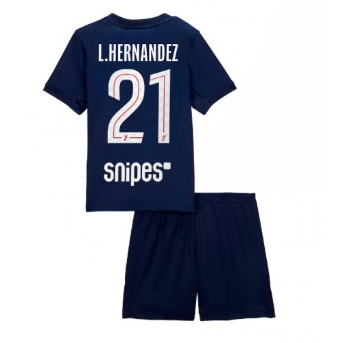 Paris Saint-Germain Lucas Hernandez #21 Hemmatröja Barn 2025-26 Kortärmad (+ Korta byxor)
