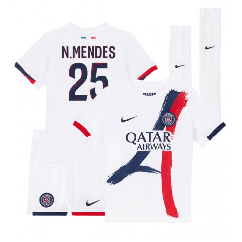 Paris Saint-Germain Nuno Mendes #25 Bortatröja Barn 2024-25 Kortärmad (+ Korta byxor) Paris Saint-Germain Nuno Mendes #25 Bortatröja Barn 2024-25 Kortärmad (+ Korta byxor)