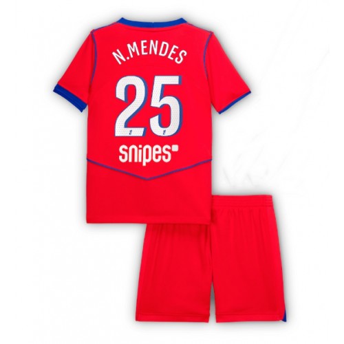 Paris Saint-Germain Nuno Mendes #25 Tredje Tröja Barn 2025-26 Kortärmad (+ Korta byxor)