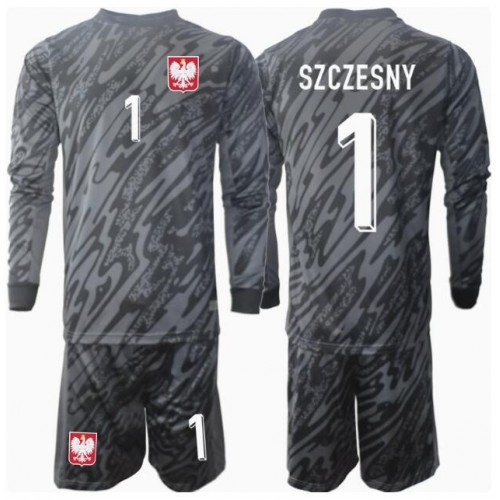 Polen Wojciech Szczesny #1 Målvakt Bortatröja Barn EM 2024 Långärmad (+ Korta byxor)