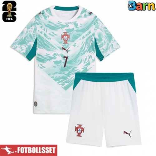 Portugal Cristiano Ronaldo #7 Bortatröja Barn VM 2026 Kortärmad (+ Korta byxor)