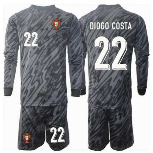 Portugal Diogo Costa #22 Målvakt Bortatröja Barn EM 2024 Långärmad (+ Korta byxor)