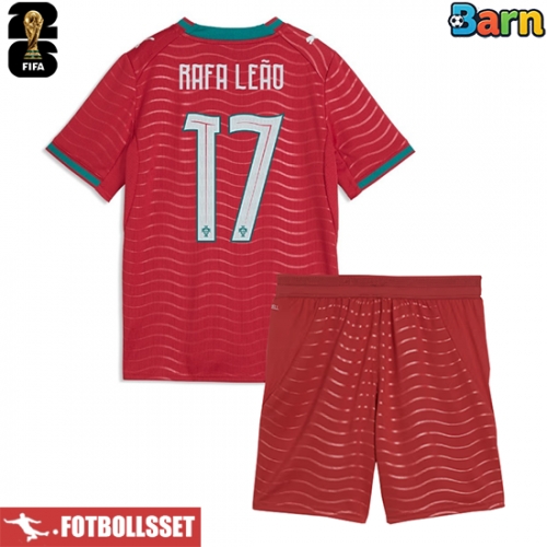 Portugal Rafael Leao #17 Hemmatröja Barn VM 2026 Kortärmad (+ Korta byxor)