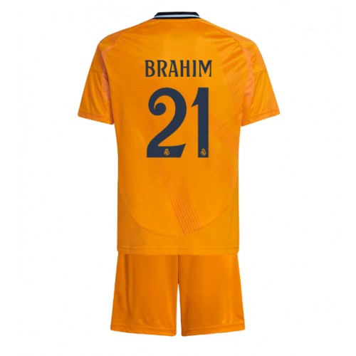 Real Madrid Brahim Diaz #21 Bortatröja Barn 2024-25 Kortärmad (+ Korta byxor)