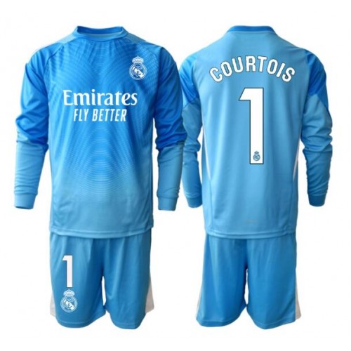 Real Madrid Thibaut Courtois #1 Målvakt Hemmatröja Barn 2025-26 Långärmad (+ Korta byxor)
