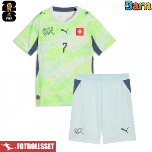 Schweiz Breel Embolo #7 Bortatröja Barn VM 2026 Kortärmad (+ Korta byxor)
