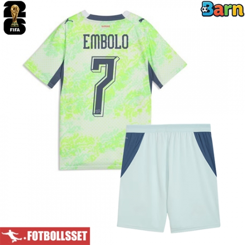 Schweiz Breel Embolo #7 Bortatröja Barn VM 2026 Kortärmad (+ Korta byxor)