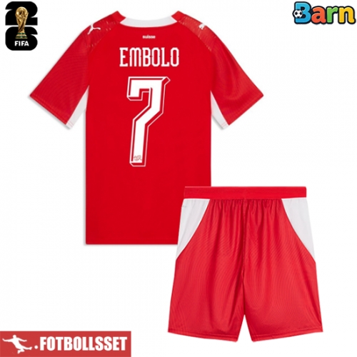 Schweiz Breel Embolo #7 Hemmatröja Barn VM 2026 Kortärmad (+ Korta byxor)