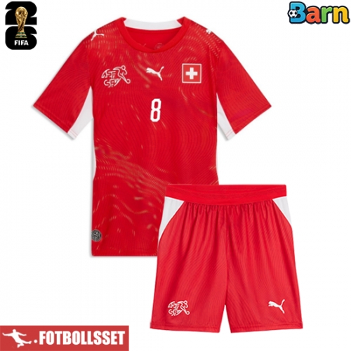 Schweiz Remo Freuler #8 Hemmatröja Barn VM 2026 Kortärmad (+ Korta byxor)
