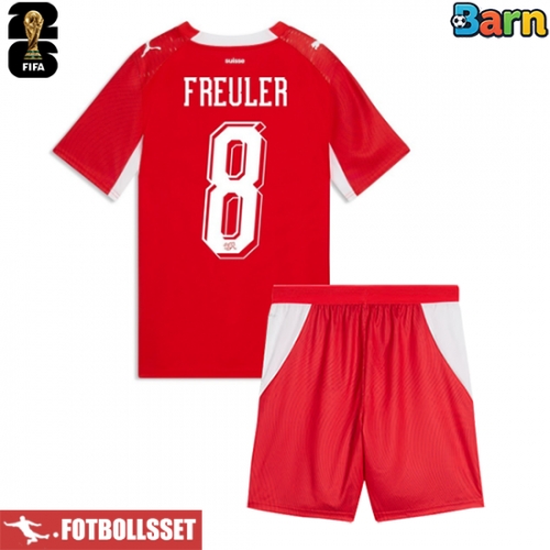 Schweiz Remo Freuler #8 Hemmatröja Barn VM 2026 Kortärmad (+ Korta byxor)