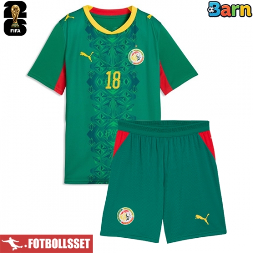 Senegal Ismaila Sarr #18 Bortatröja Barn VM 2026 Kortärmad (+ Korta byxor)