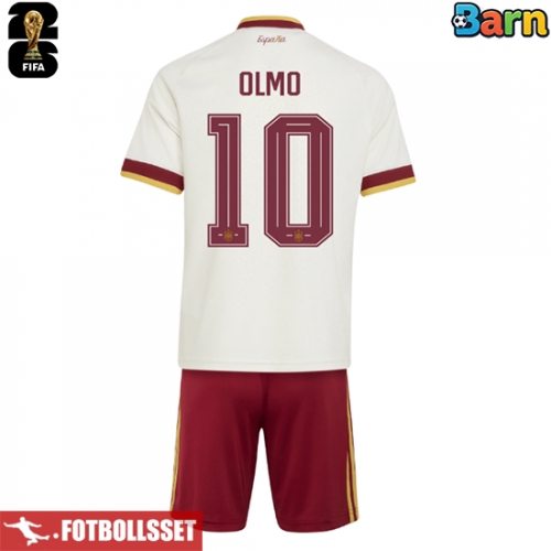 Spanien Dani Olmo #10 Bortatröja Barn VM 2026 Kortärmad (+ Korta byxor)